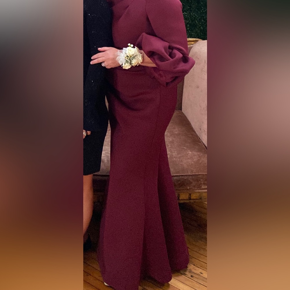 Jovani off the shoulder scuba gown colour-red/wine Size-14